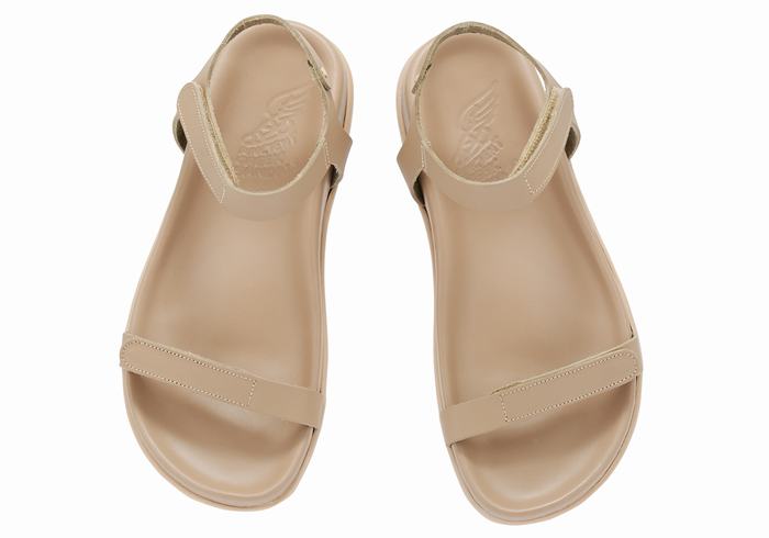 Sandały Z Paskiem Na Plecy Damskie Ancient Greek Sandals Poros Szare Brązowe | QFQ7785YR