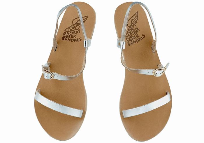 Sandały Z Paskiem Na Plecy Damskie Ancient Greek Sandals Niove Leather Srebrne | VFO81EA