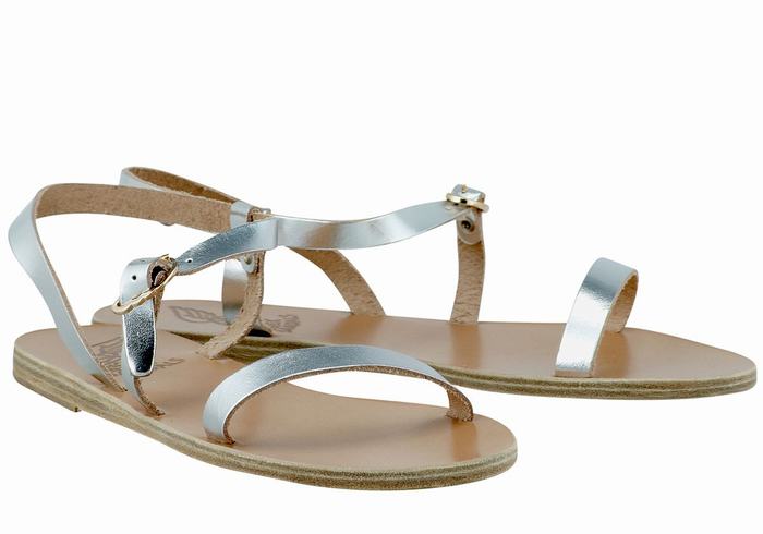 Sandały Z Paskiem Na Plecy Damskie Ancient Greek Sandals Niove Leather Srebrne | VFO81EA