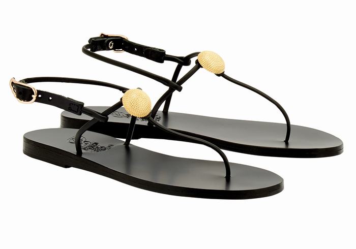Sandały Z Paskiem Na Plecy Damskie Ancient Greek Sandals Dimitra Flip Flop Czarne | QRX4926RV
