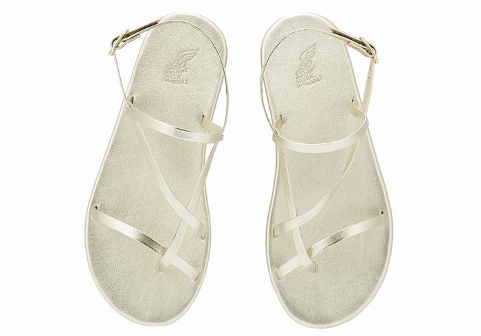 Sandały Z Paskiem Na Plecy Damskie Ancient Greek Sandals Alethea Złote Białe | SND378TO
