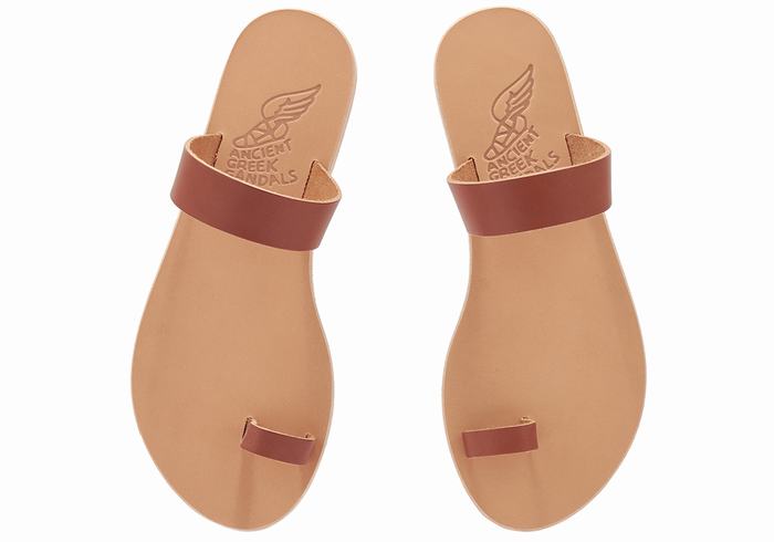 Sandały Ze Słupkami Damskie Ancient Greek Sandals Thalia Leather Ciemny Brązowe | PYE3431KH