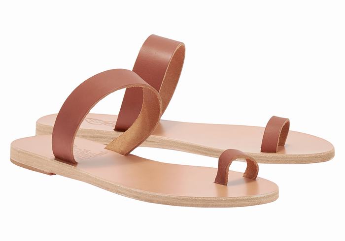 Sandały Ze Słupkami Damskie Ancient Greek Sandals Thalia Leather Ciemny Brązowe | PYE3431KH