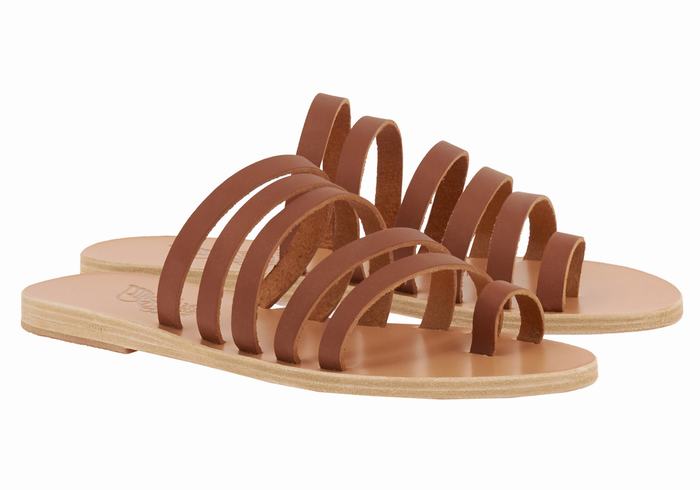 Sandały Ze Słupkami Damskie Ancient Greek Sandals Niki Leather Ciemny Brązowe | BFL484DU