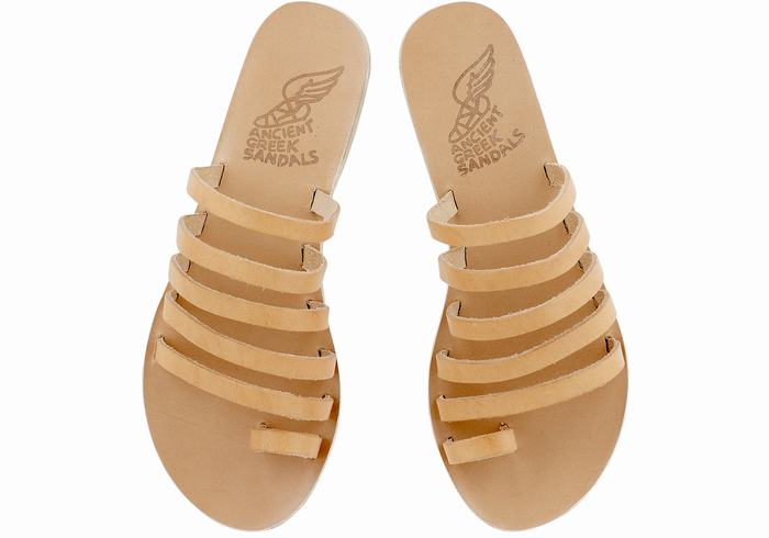 Sandały Ze Słupkami Damskie Ancient Greek Sandals Niki Leather Beżowe | AZV2147UB