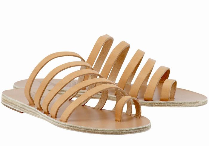 Sandały Ze Słupkami Damskie Ancient Greek Sandals Niki Leather Beżowe | AZV2147UB