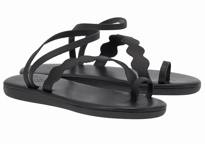 Sandały Ze Słupkami Damskie Ancient Greek Sandals Koralia Czarne | MLV7398DR