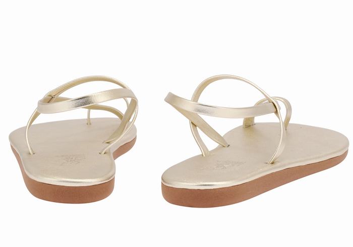 Sandały Ze Słupkami Damskie Ancient Greek Sandals Euterpe Złote Białe | ZTO9849BA