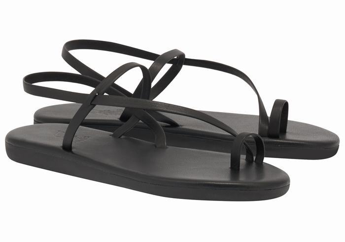 Sandały Ze Słupkami Damskie Ancient Greek Sandals Euterpe Czarne | ZKP8028AN