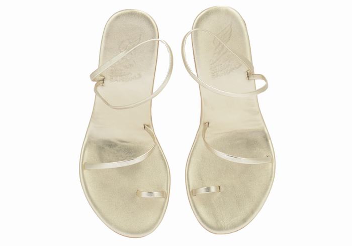 Sandały na Koturnie Damskie Ancient Greek Sandals Chora Mid Złote Białe | XPU8758AY