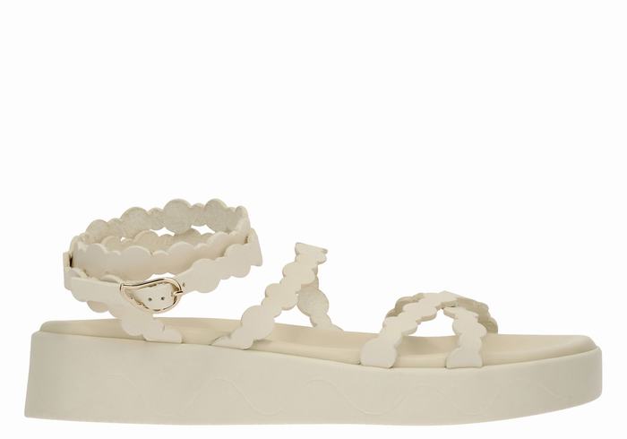 Sandały na Platformie Damskie Ancient Greek Sandals Aspis Leather Białe | JKK4272EB